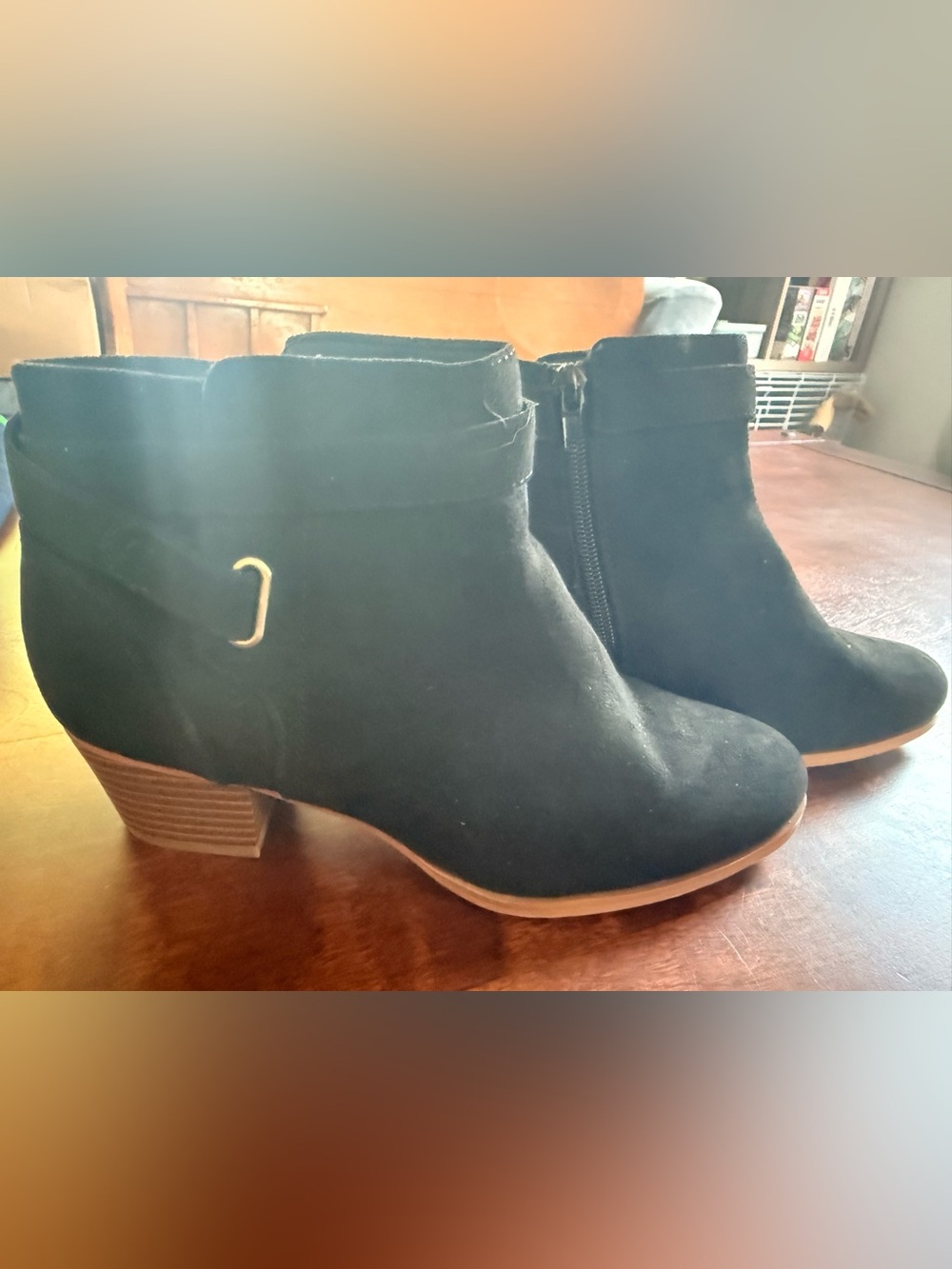 Giani Bernini Black Suede Ankle Booties with Low Block Heel